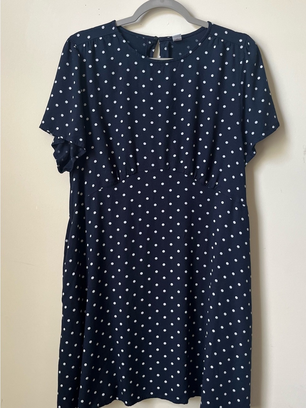 Old Navy White & Navy Polka Dot Mini Dress